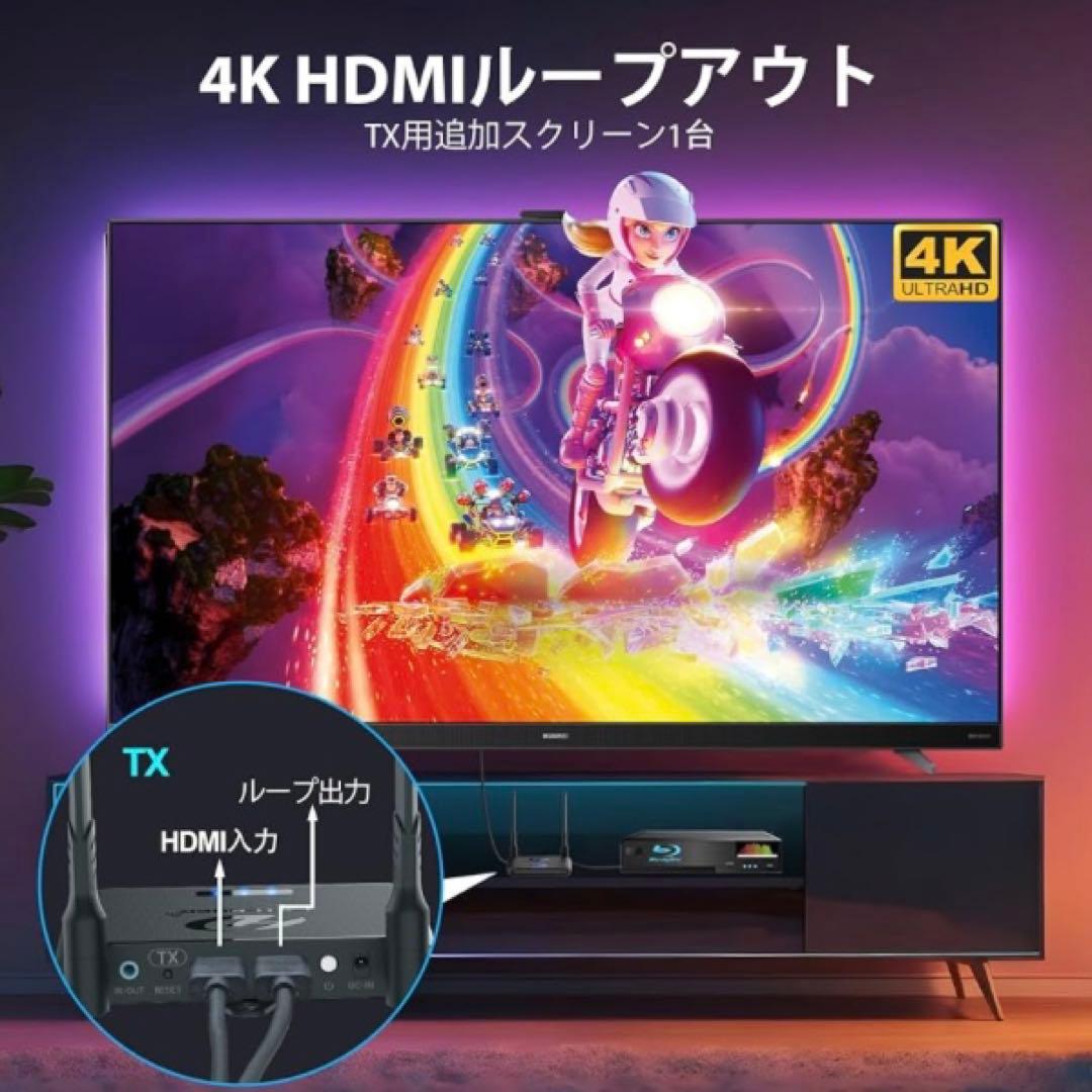 ワイヤレスHDMI 送信機　受信機　4K 9つのWi-Fiバンド