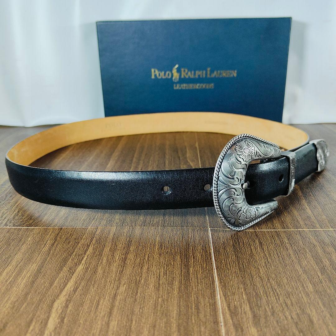 【極美品】【高級ライン】ポロラルフローレン　ウエスタンバックル　高級ドレスベルト