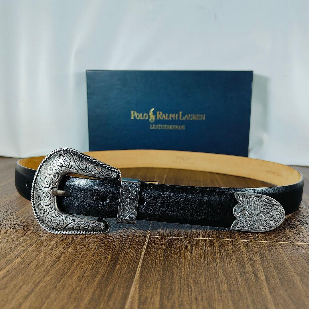 【極美品】【高級ライン】ポロラルフローレン　ウエスタンバックル　高級ドレスベルト
