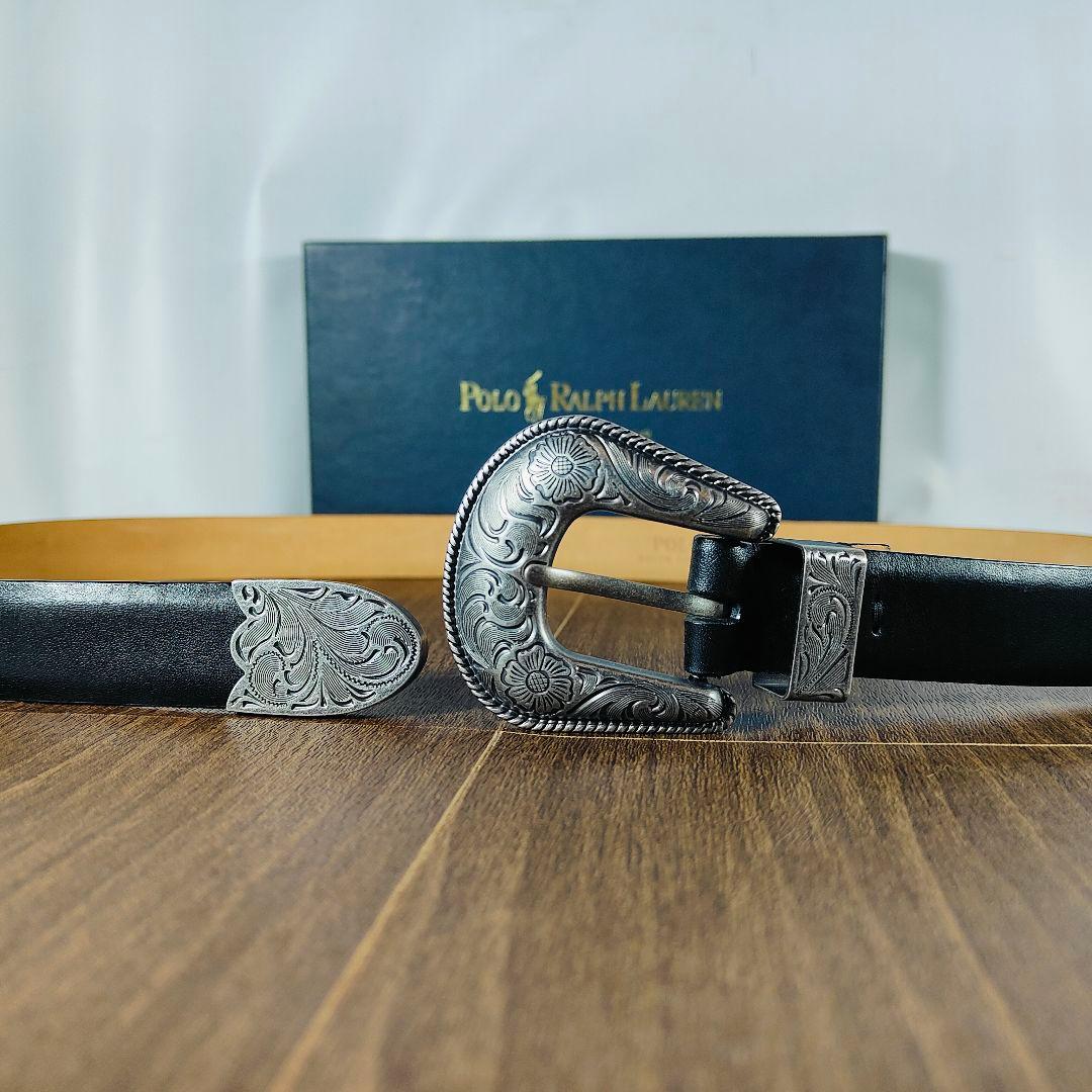 【極美品】【高級ライン】ポロラルフローレン　ウエスタンバックル　高級ドレスベルト