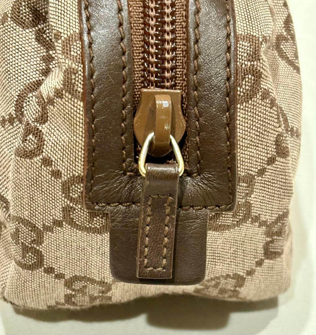 GUCCI GGキャンバスポーチ ピンクベージュ/ブラウン