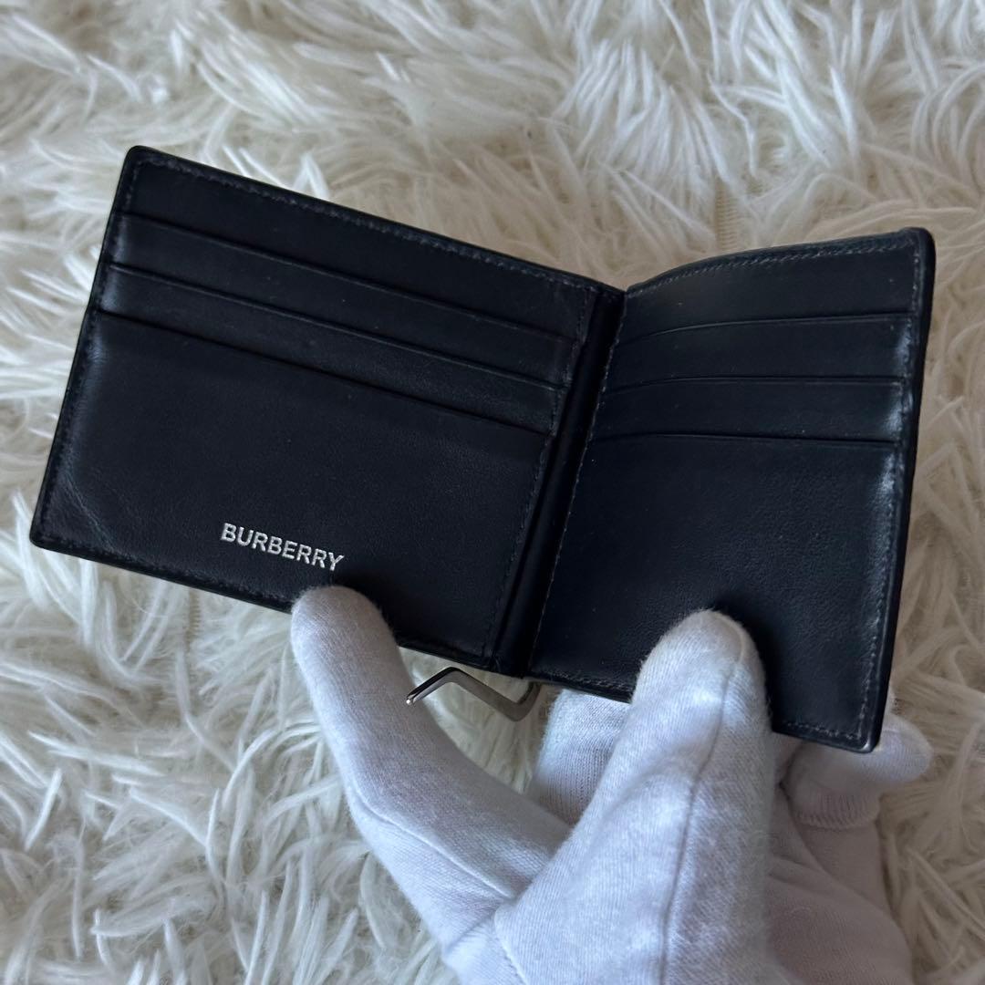 バーバリー マネークリップ ノバチェック 二つ折り財布 PVC レザー ベージュ