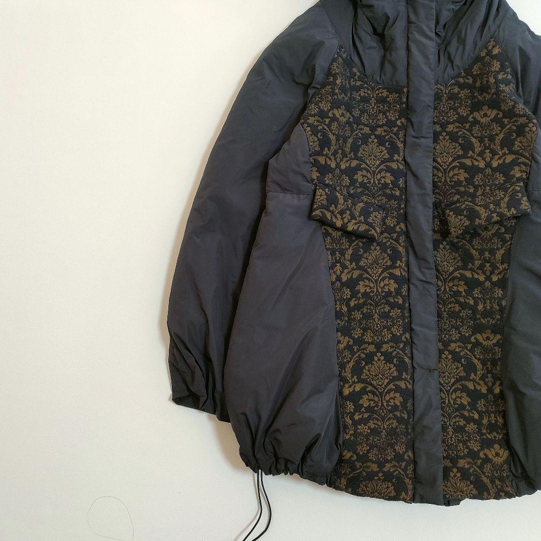 美品✨️センソユニコ　ダウンコート　コクーン　ダブルジップ　ウールジャガード切替