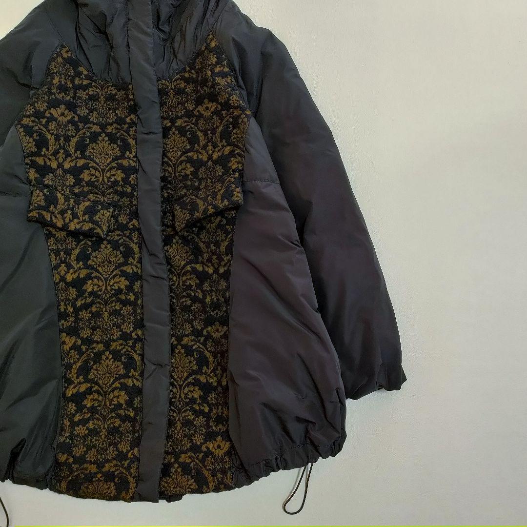 美品✨️センソユニコ　ダウンコート　コクーン　ダブルジップ　ウールジャガード切替