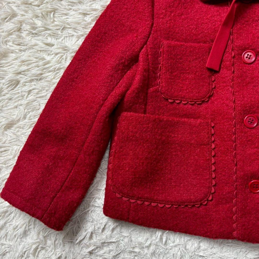 【美品】レッドヴァレンティノ　ジャケット　フリル　リボン　赤