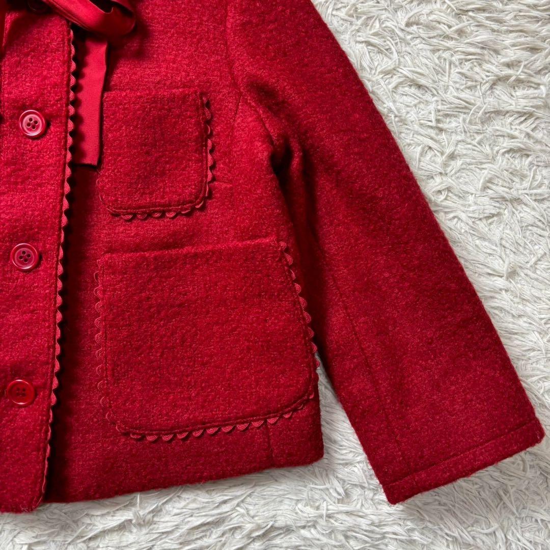 【美品】レッドヴァレンティノ　ジャケット　フリル　リボン　赤