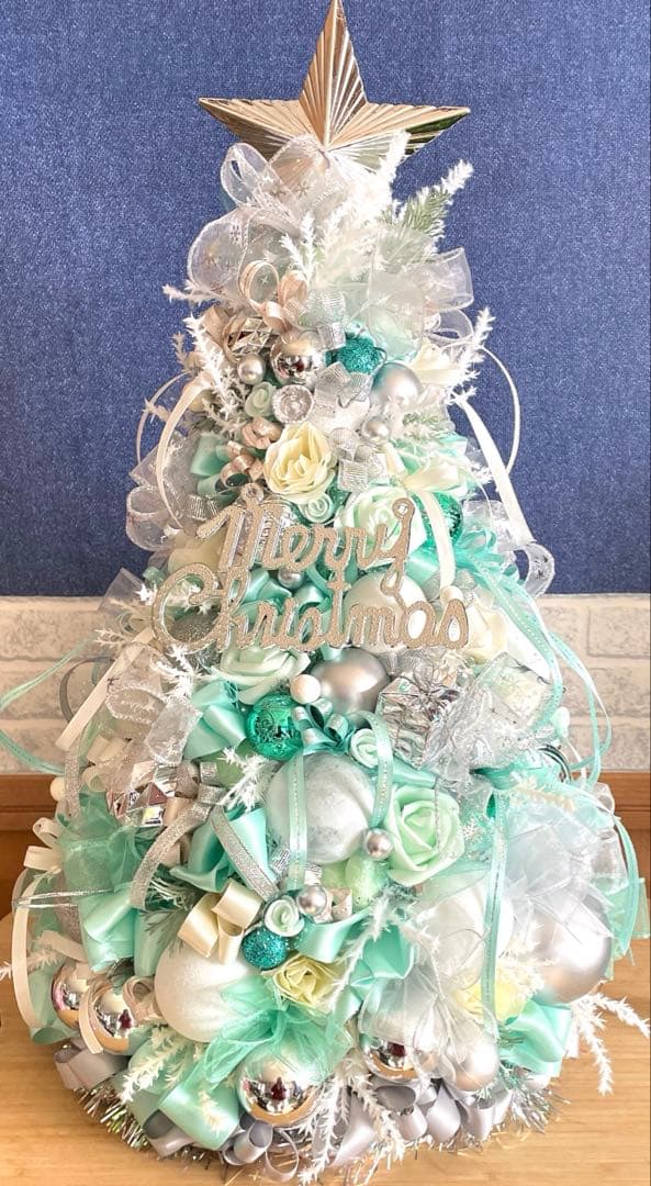 ミントグリーンのクリスマスツリー 約45センチ❣️cocc❣️2点セット❣️