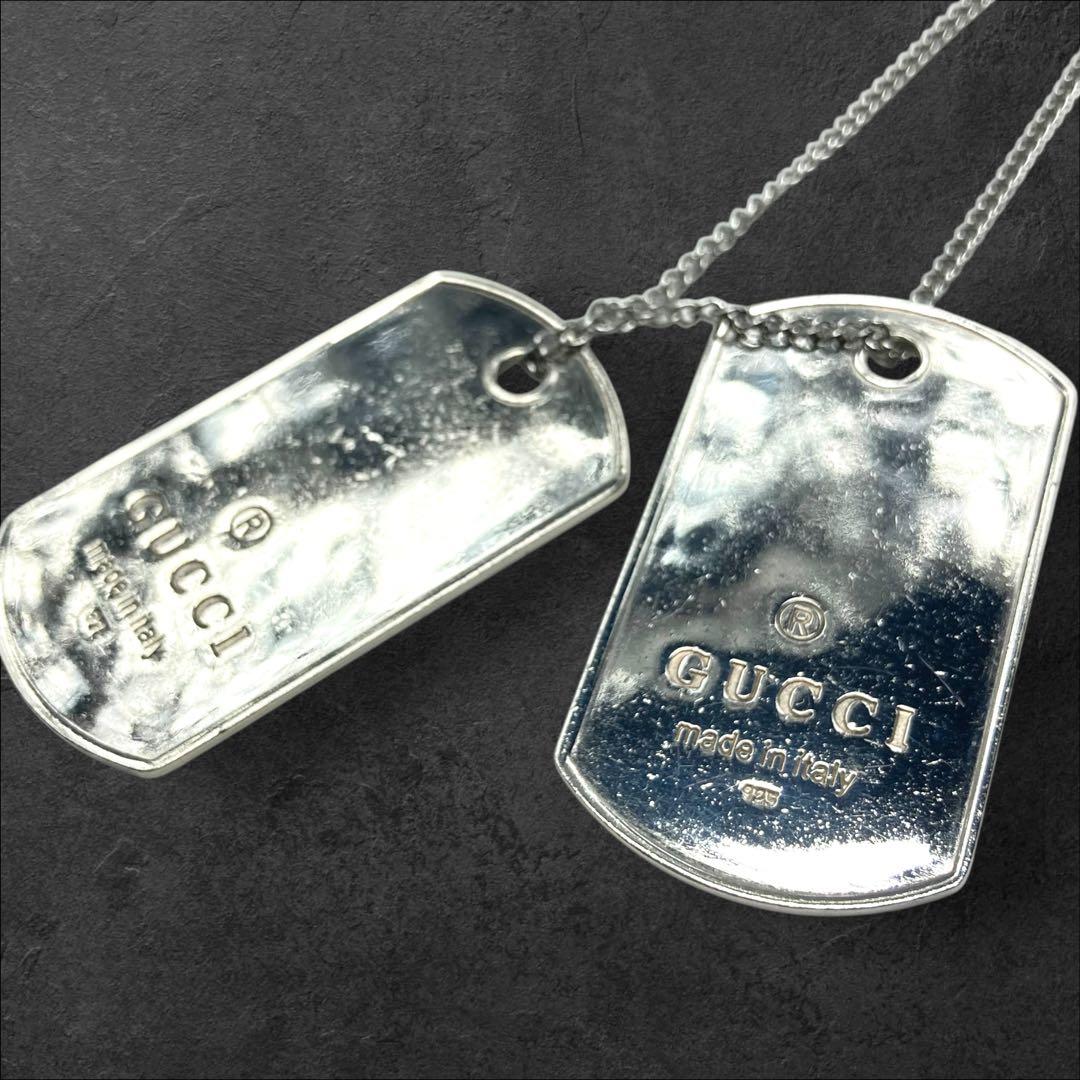 GUCCI 925 ドッグタグ ペンダント シルバー チェーン付 301