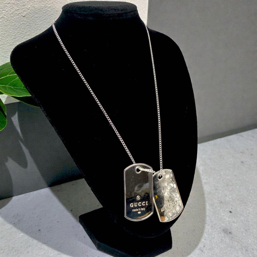 GUCCI 925 ドッグタグ ペンダント シルバー チェーン付 301