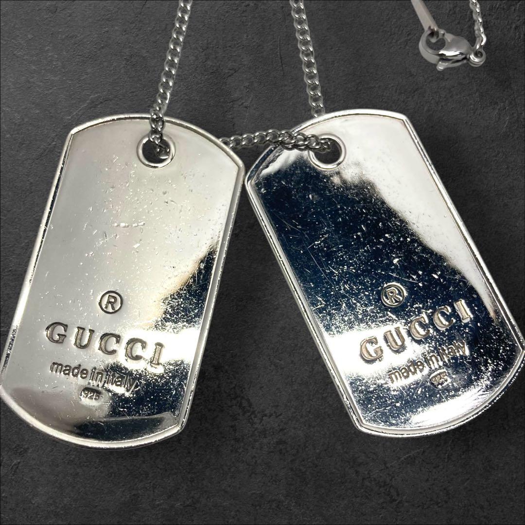 GUCCI 925 ドッグタグ ペンダント シルバー チェーン付 301