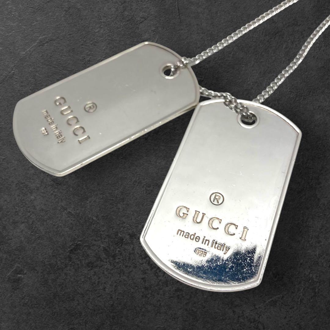 GUCCI 925 ドッグタグ ペンダント シルバー チェーン付 301