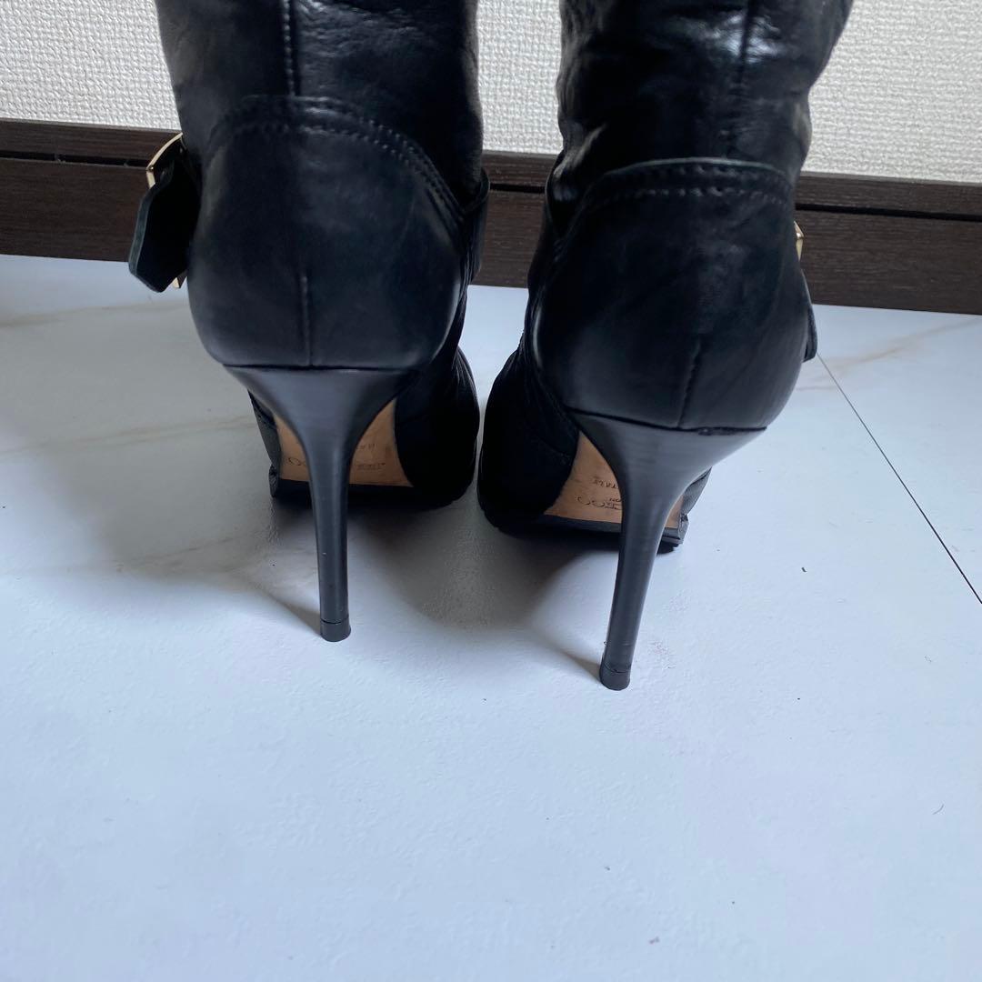 極美品♡ジミーチュウ レザーバイカーブーツ GALEN　ピンヒール シワ革加工
