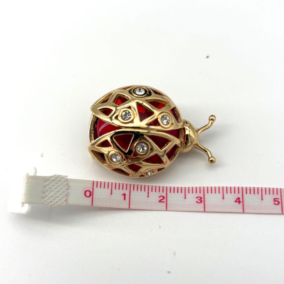 極美品 ディオール ブローチ てんとう虫 昆虫 ラインストーン カラーストーン