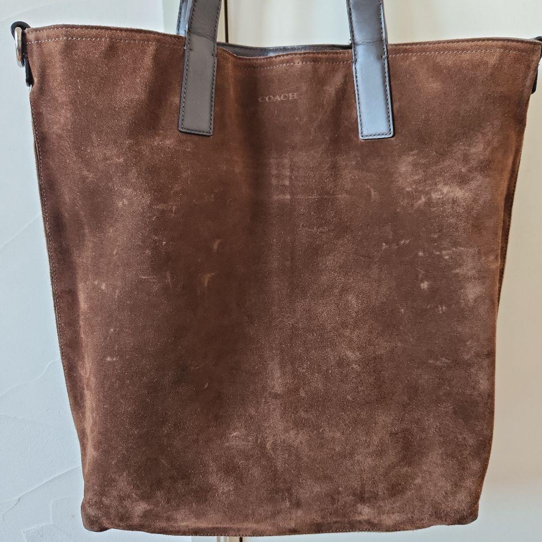 COACH/コーチ レザー×スエード リバーシブルトートバッグ ブラウン A4可