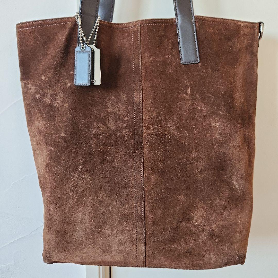 COACH/コーチ レザー×スエード リバーシブルトートバッグ ブラウン A4可
