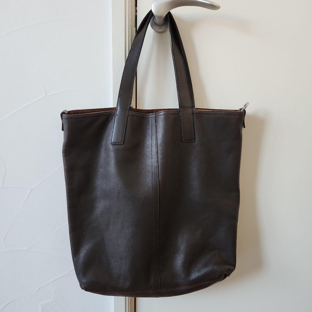 COACH/コーチ レザー×スエード リバーシブルトートバッグ ブラウン A4可