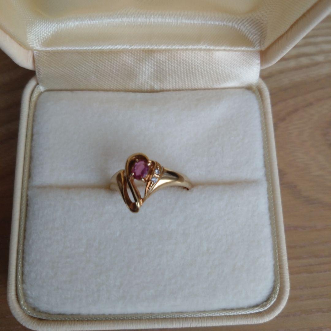 K18 造幣局マーク 750 ルビー ダイヤ リング