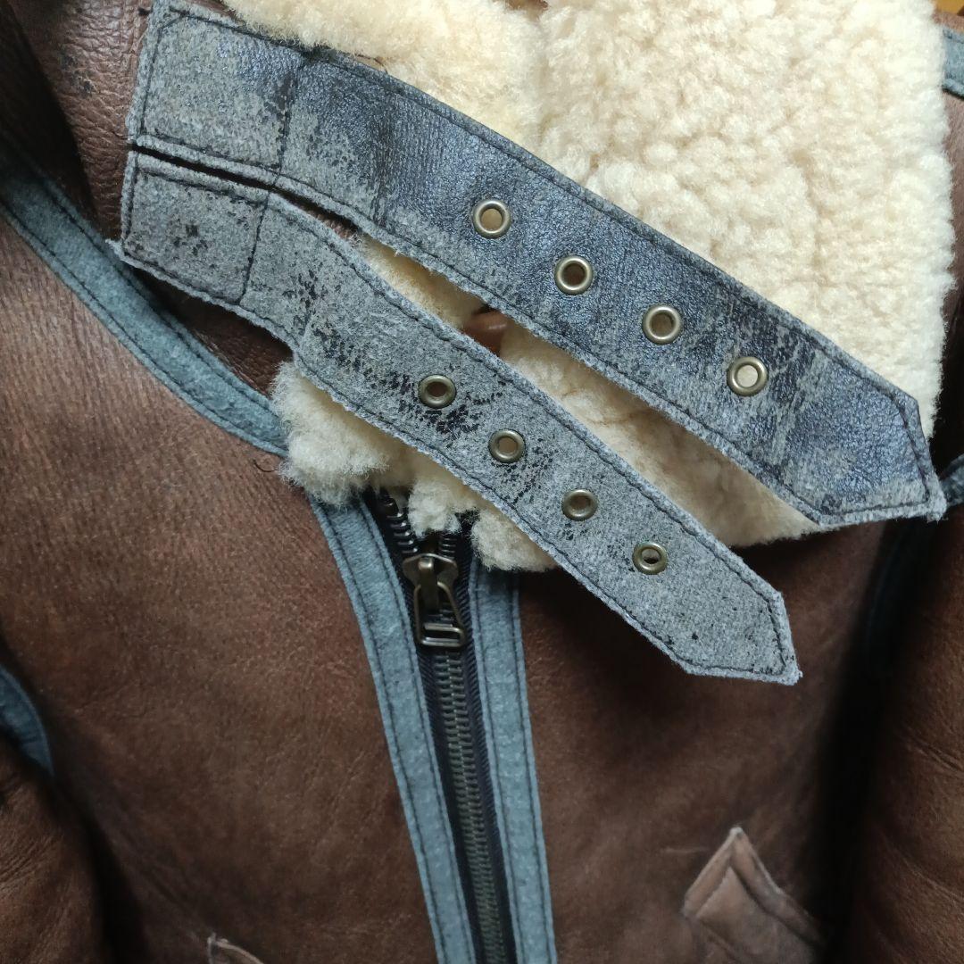 本革B-3フライトジャケット　羊皮肉厚Lサイズ　ムートンジャケット　ライダース