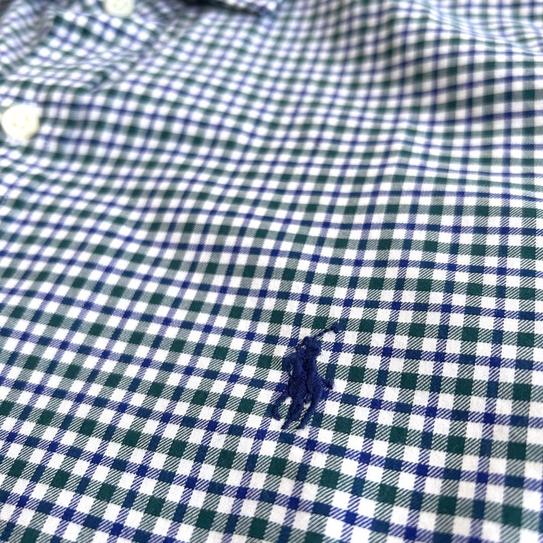 新品タグ付 ポロラルフローレン 長袖チェックシャツ ブルー グリーン L