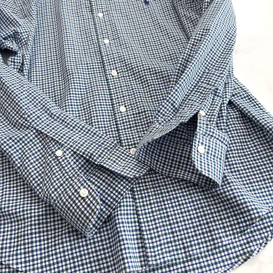 新品タグ付 ポロラルフローレン 長袖チェックシャツ ブルー グリーン L