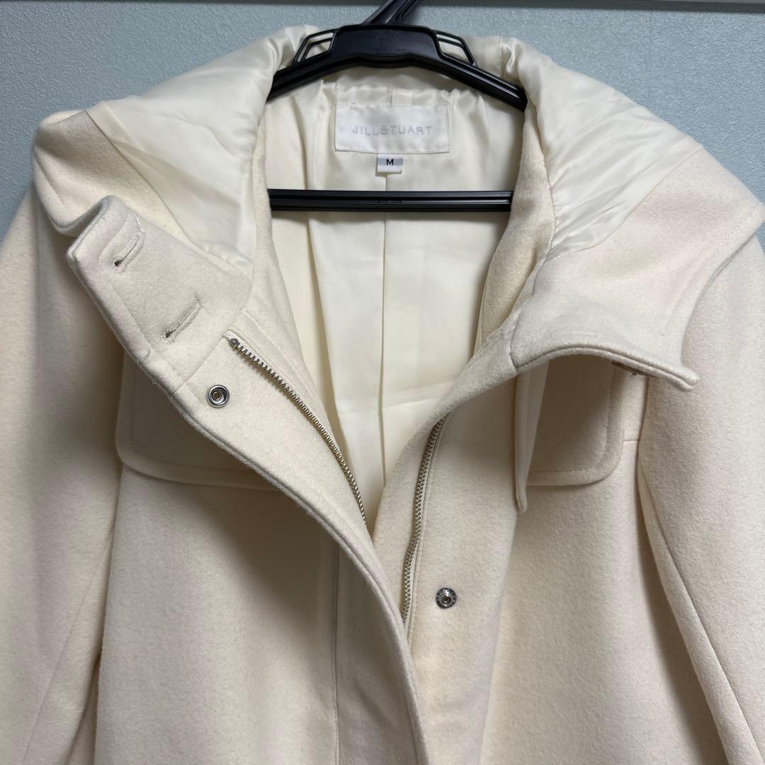 JILL STUART フード付きダッフルコート クリーム色　ロングコート