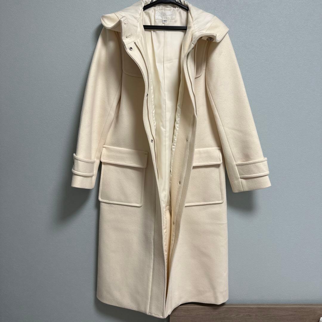 JILL STUART フード付きダッフルコート クリーム色　ロングコート