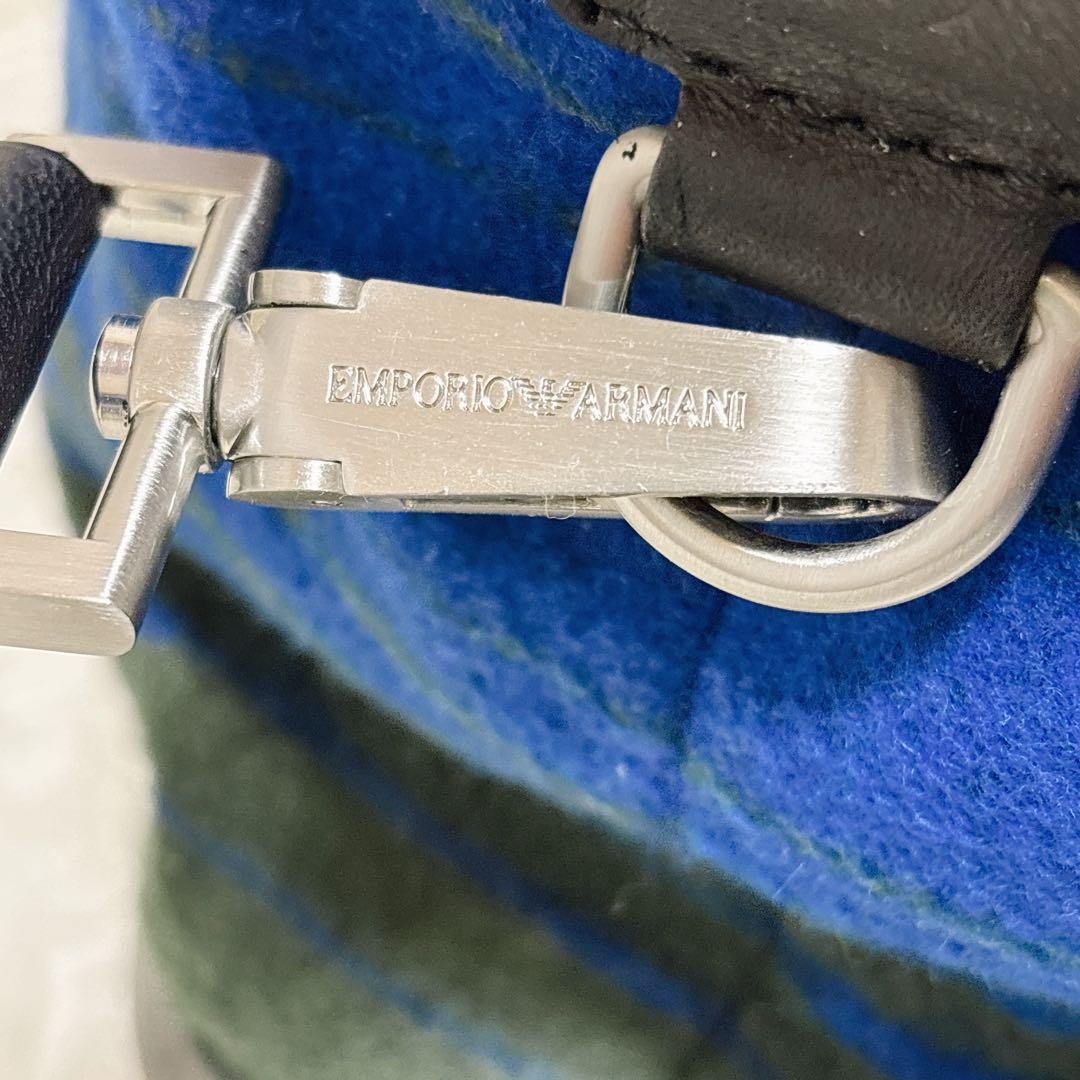 美品✨ エンポリオアルマーニ フェルト調トートバッグ 大容量 A4収納可 緑 青