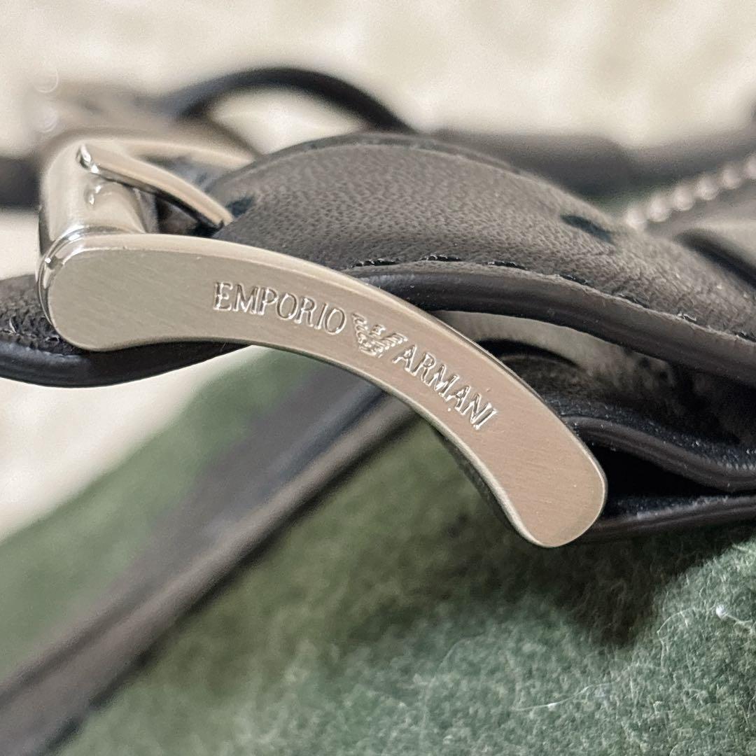 美品✨ エンポリオアルマーニ フェルト調トートバッグ 大容量 A4収納可 緑 青