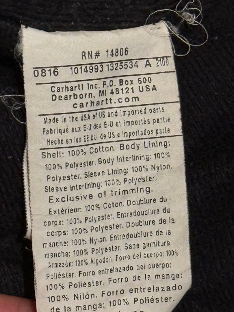 カーハート　アクティブジャケット　sサイズ　ブラック