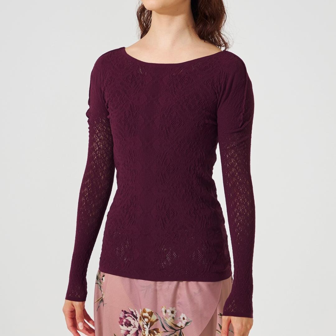 【新品】シアー2wayクルーネックニットトップ ノーソーイングニット M黒