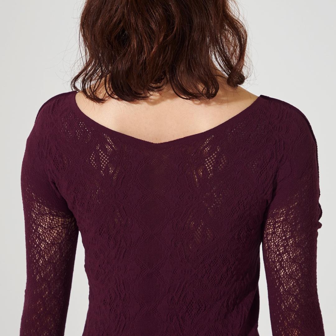 【新品】シアー2wayクルーネックニットトップ ノーソーイングニット M黒