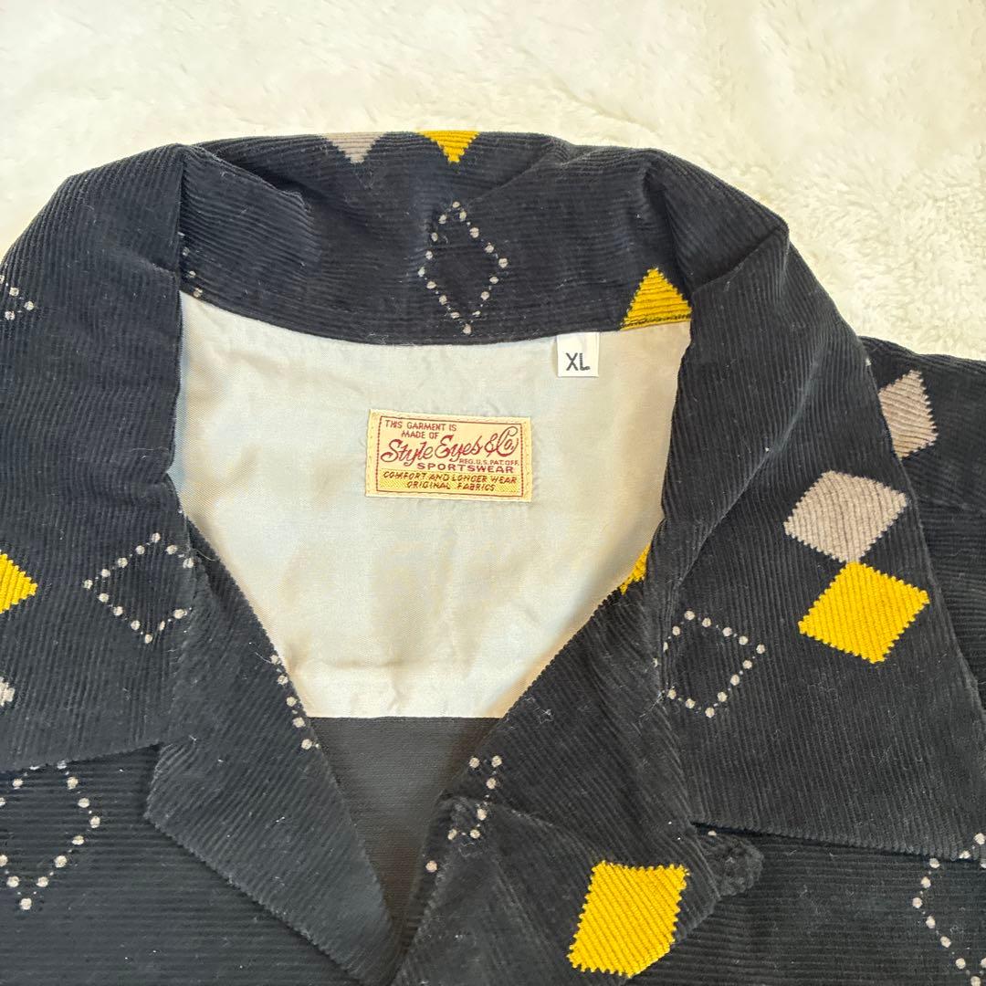 Style Eyes スタイルアイズアーガイル 長袖 コーデュロイ 黒