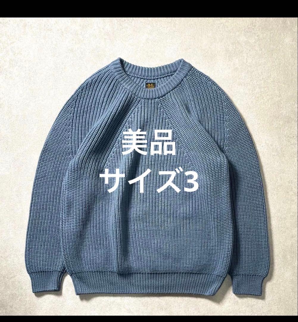 BATONER ブルークルーネックニット メンズ