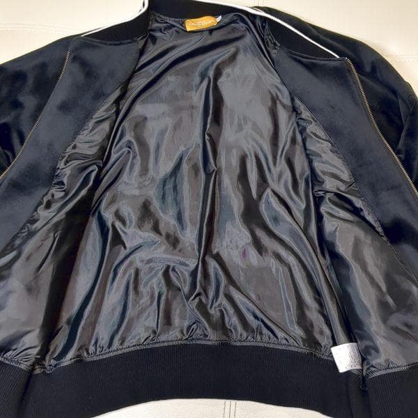 ティガー ベロア スカジャン メンズL 黒白 ディズニー くまのプーさん