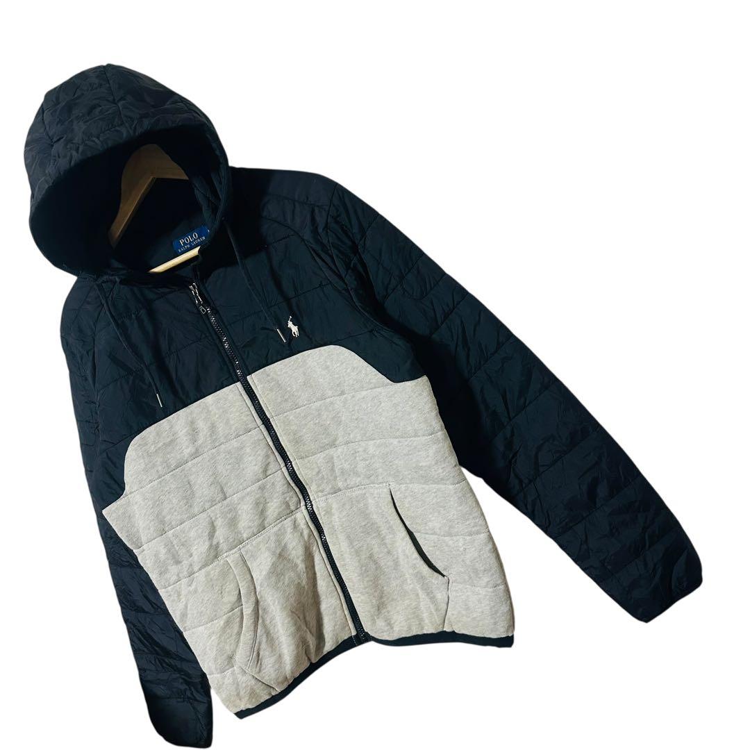 ポロラルフローレン パデットジャケット M L相当 刺繍ポニーロゴ 切替