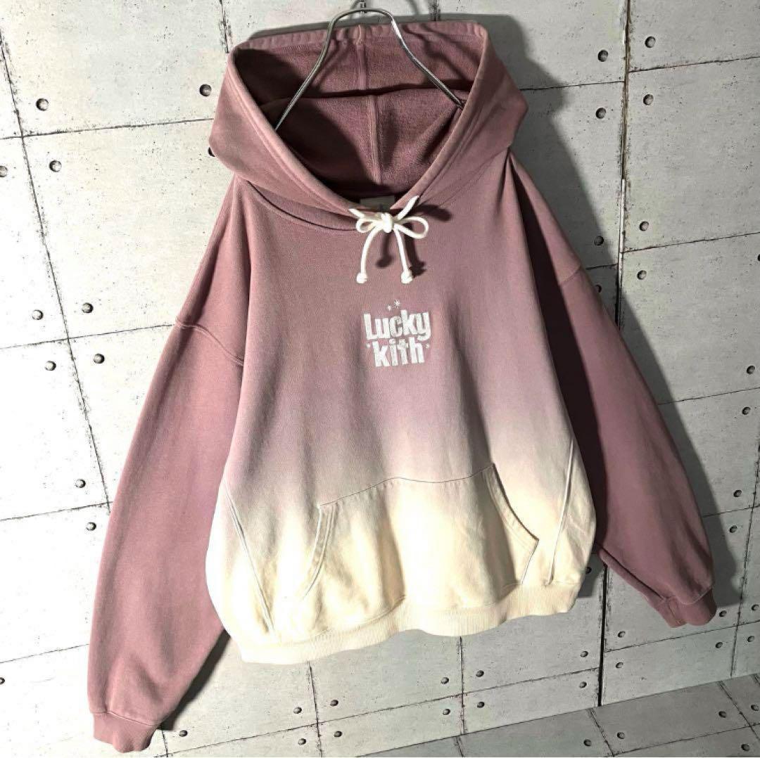 【入手困難】KITHキス☆グラデーションバイカラー刺繍ロゴスウェットパーカーL