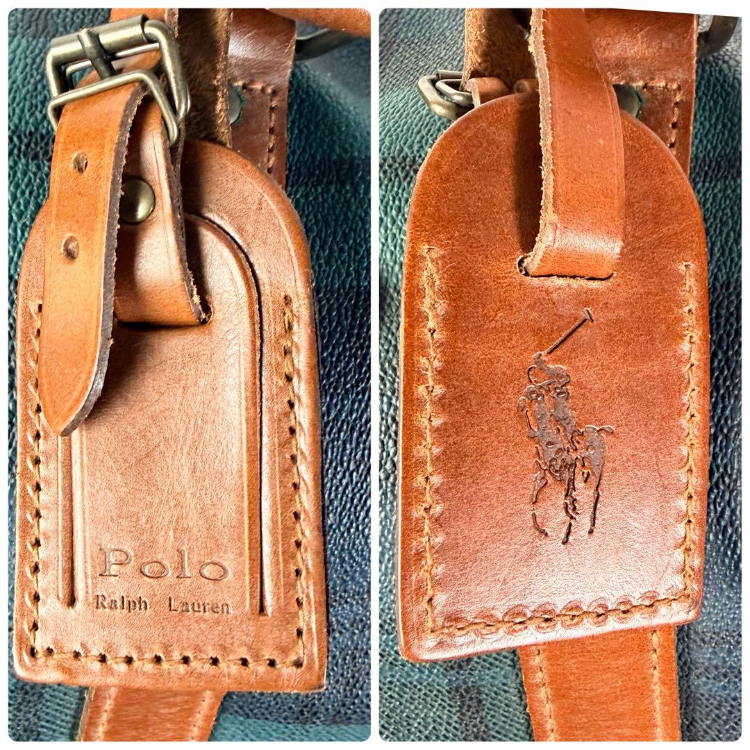 ポロラルフローレン ボストンバッグ 大 2WAY チェック PVCレザー