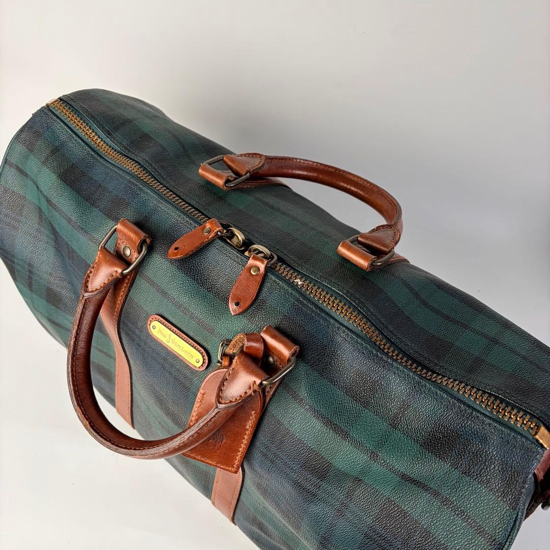 ポロラルフローレン ボストンバッグ 大 2WAY チェック PVCレザー