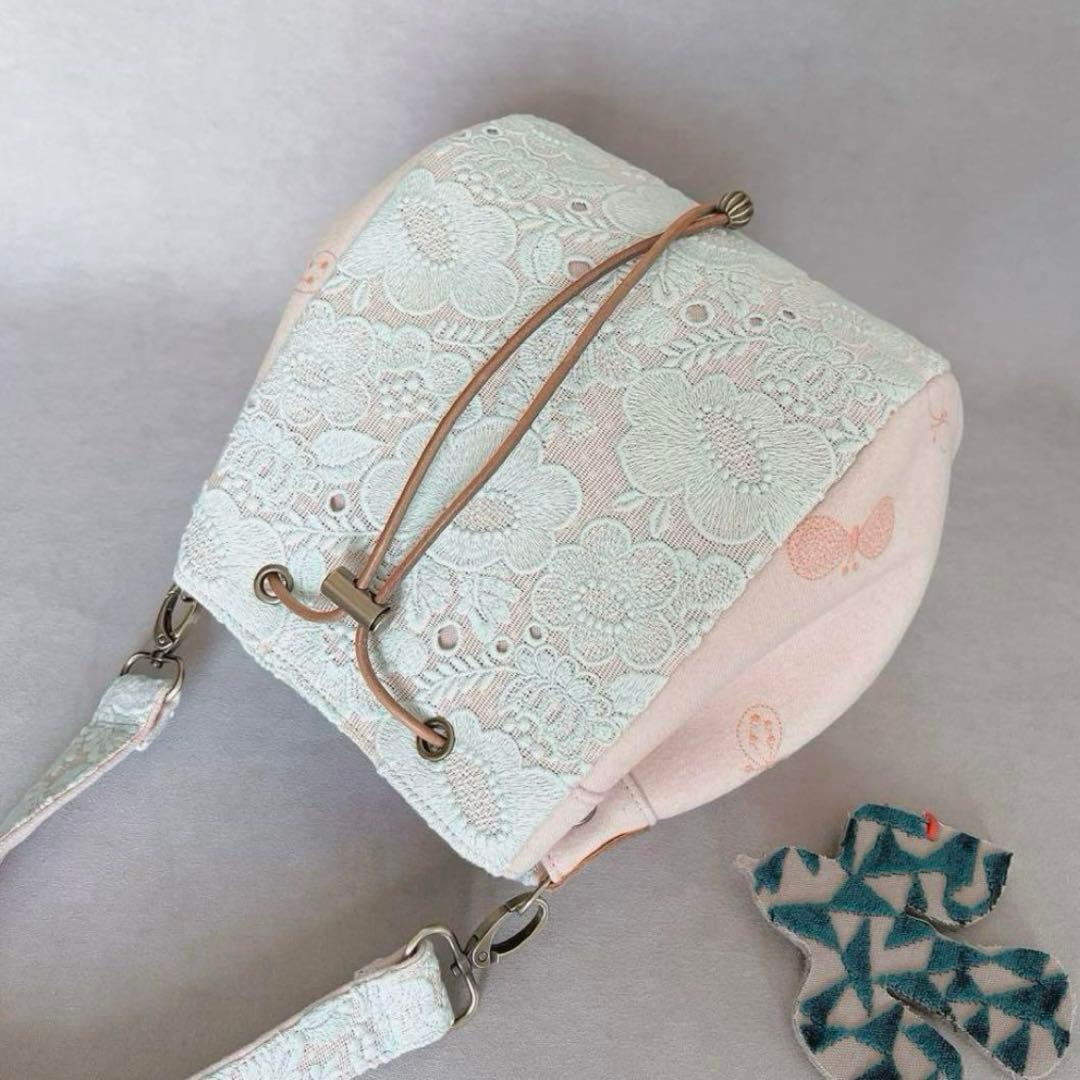 ハンドメイド　ミナペルホネン　ドローストリングバッグ⑅︎◡̈︎* 〜しずくまち