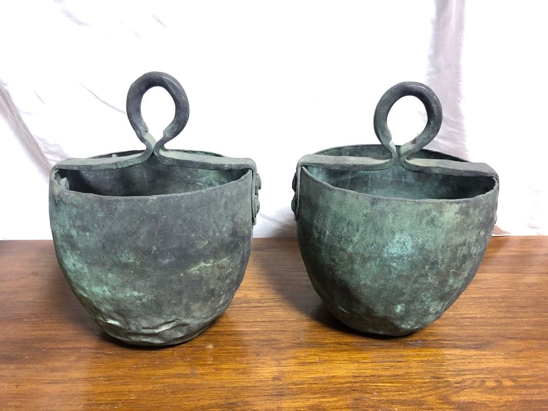 釣瓶/2個セット/アンティーク　緑錆