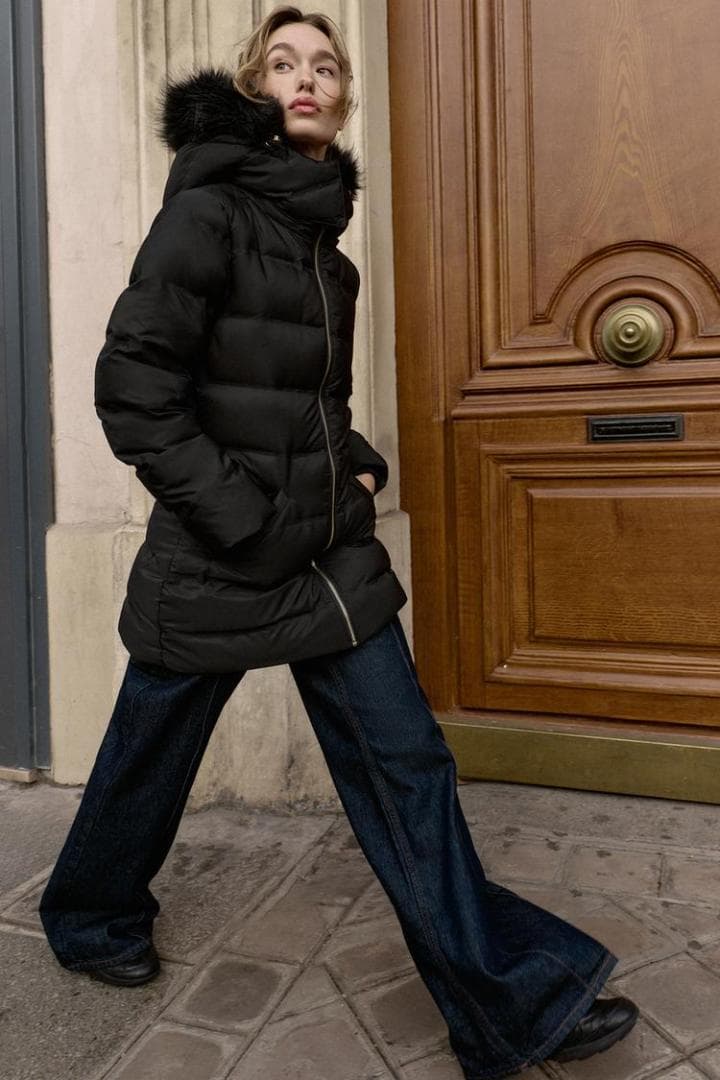 ZARA 撥水ウィンドブレーカーフード付きダウンジャケット S