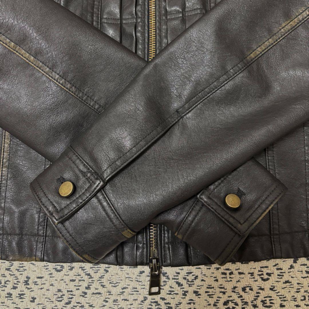 (美品)ZARA ヴィンテージエフェクト レザージャケット　M
