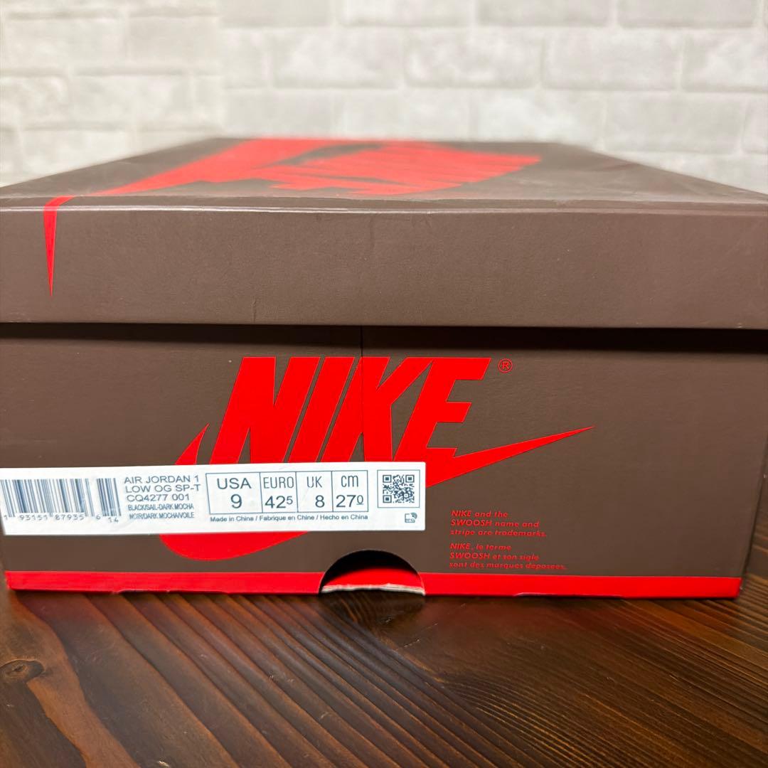 トラヴィススコット×ナイキ エアジョーダン1 ロー ブラック/ダークモカ27cm