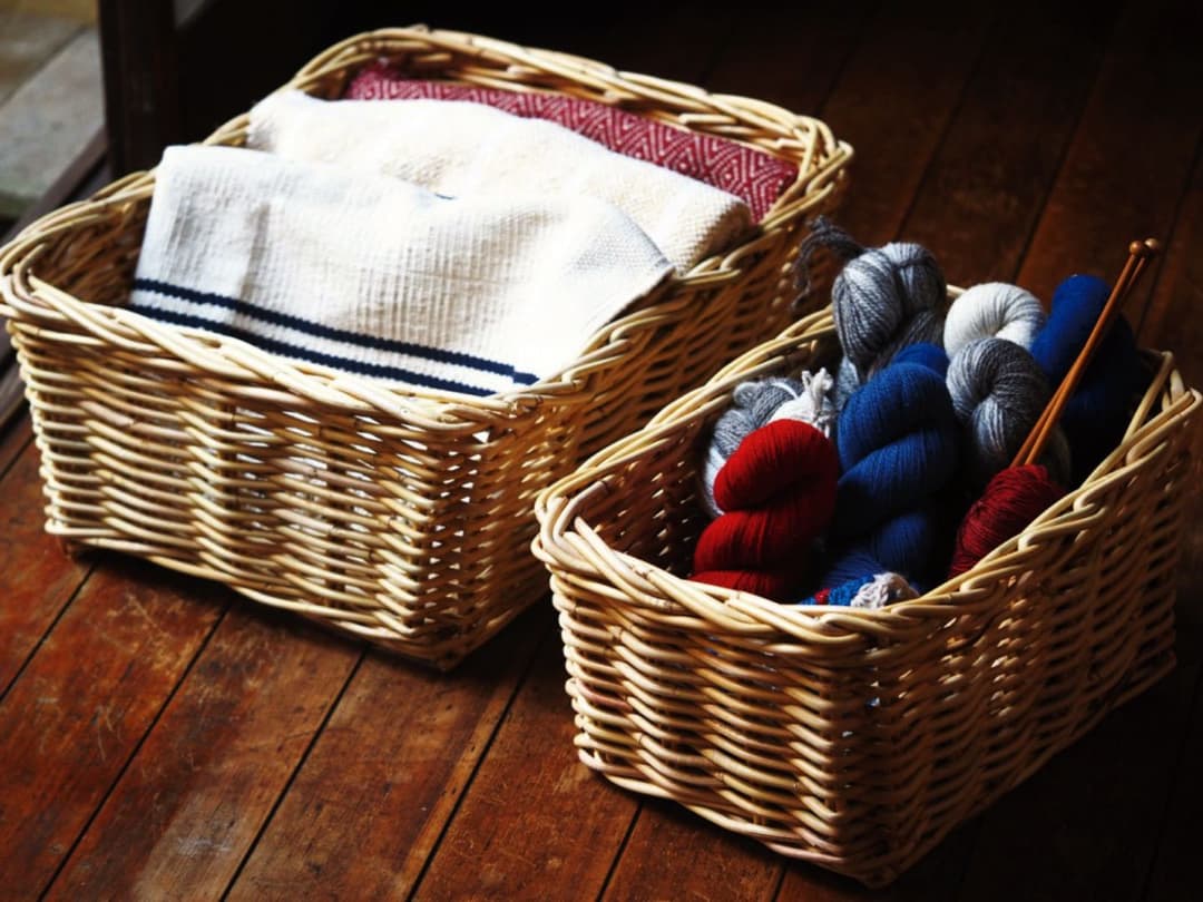 【未使用】松野屋 籐 バスケット カゴ 収納 4個セット