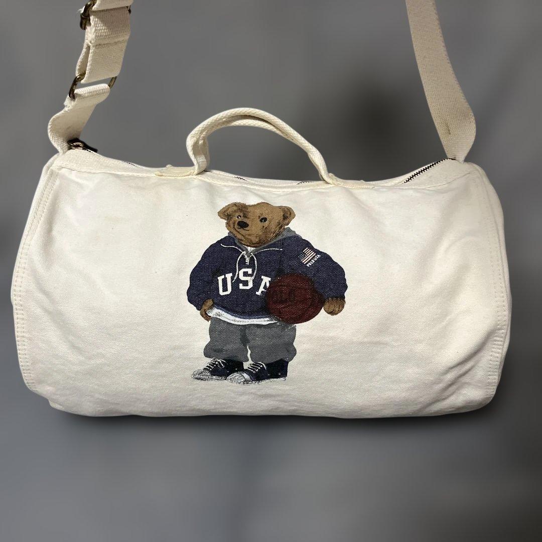 希少✨ポロラルフローレン 2way キャンバス　ベア　ボストン　ホワイト白