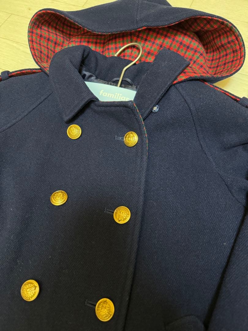 激レア 希少 旧タグ 金ボタン ファミリア チェック Pコート 120