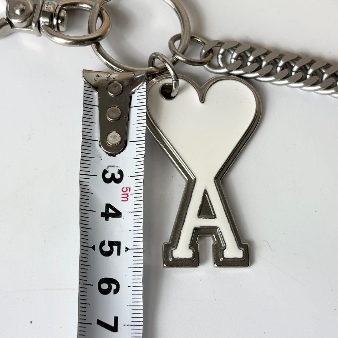 Ami Parisアミパリス　ハートキーリング　チェーン付　ホワイト
