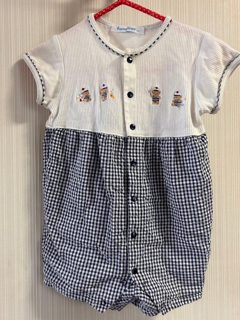 70cm familiar ファミリア　ロンパース　夏服　半袖
