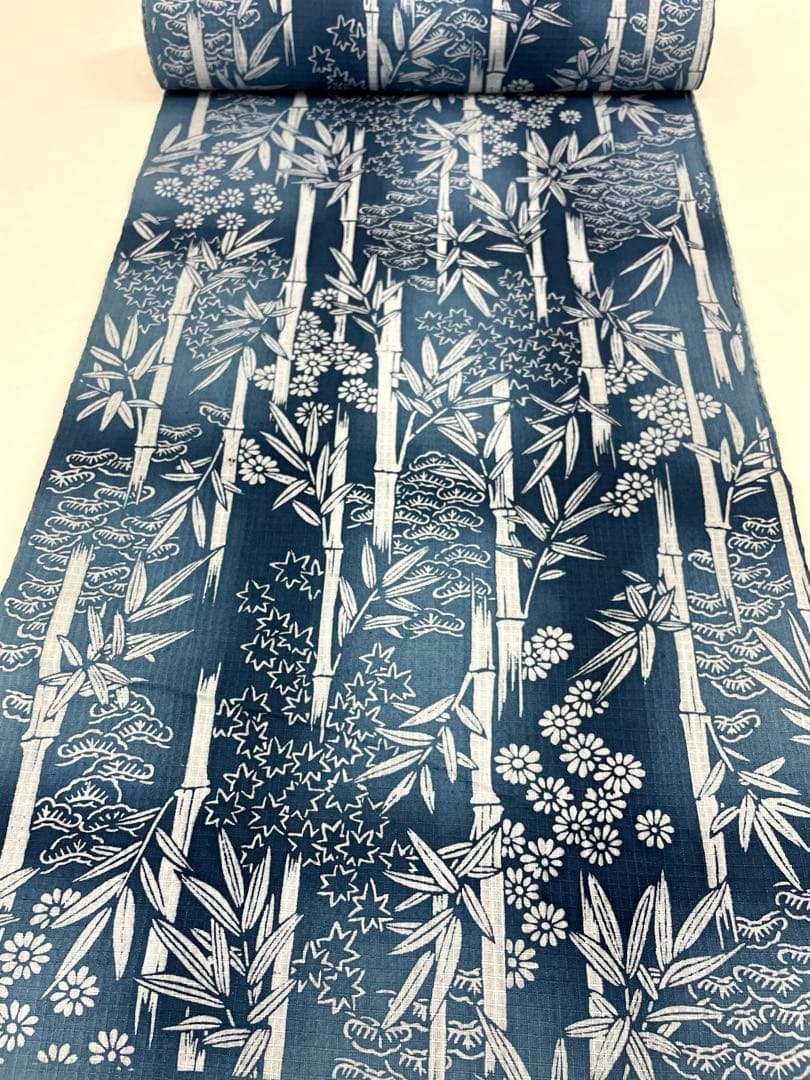 浴衣 紅梅織 堅牢染 三勝染 綿 反物