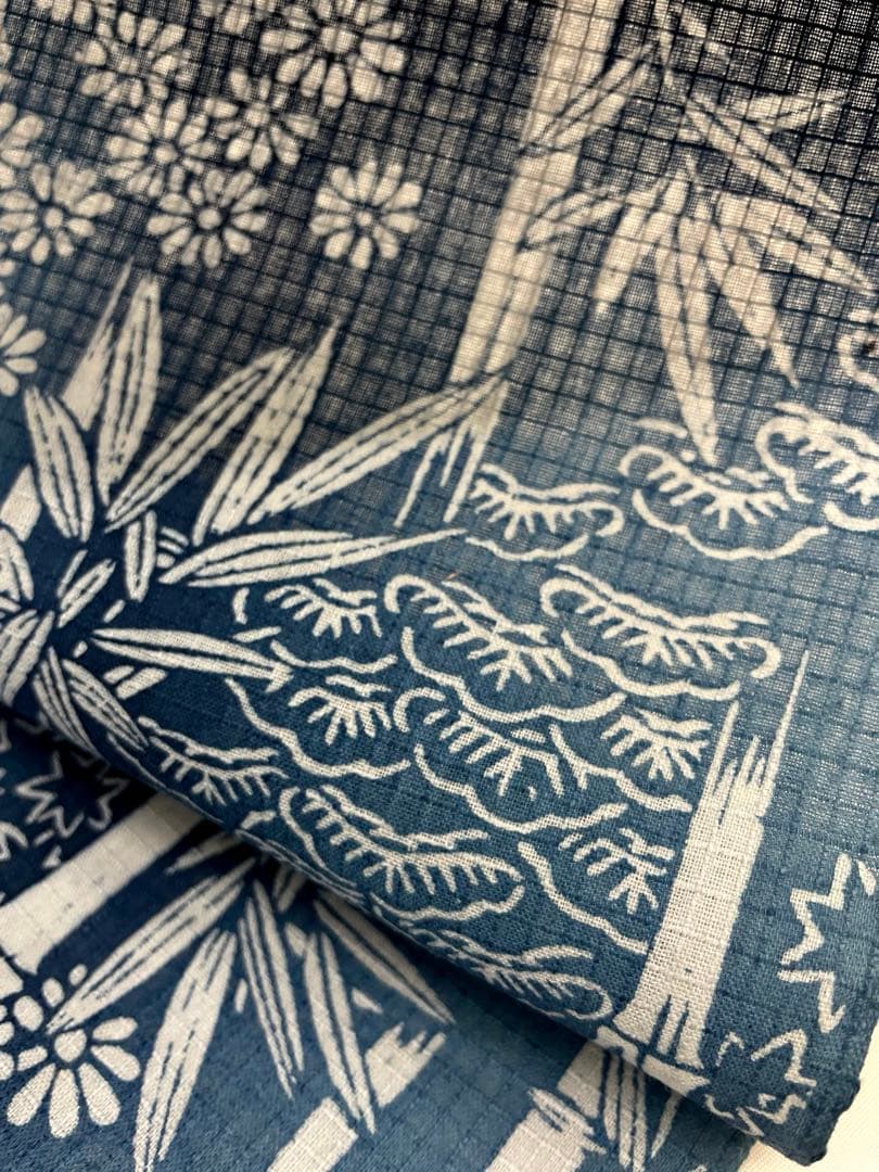 浴衣 紅梅織 堅牢染 三勝染 綿 反物